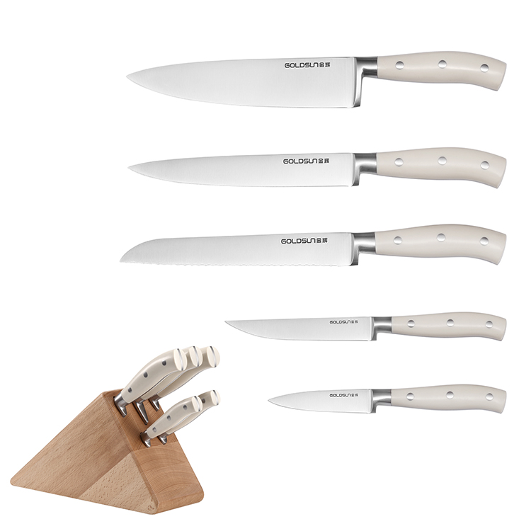 Juego de cuchillos forjados Creamy-Classic de 6 piezas con bloque