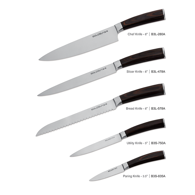 Couteau de cuisine en acier Damas 5 pi&egrave;ces