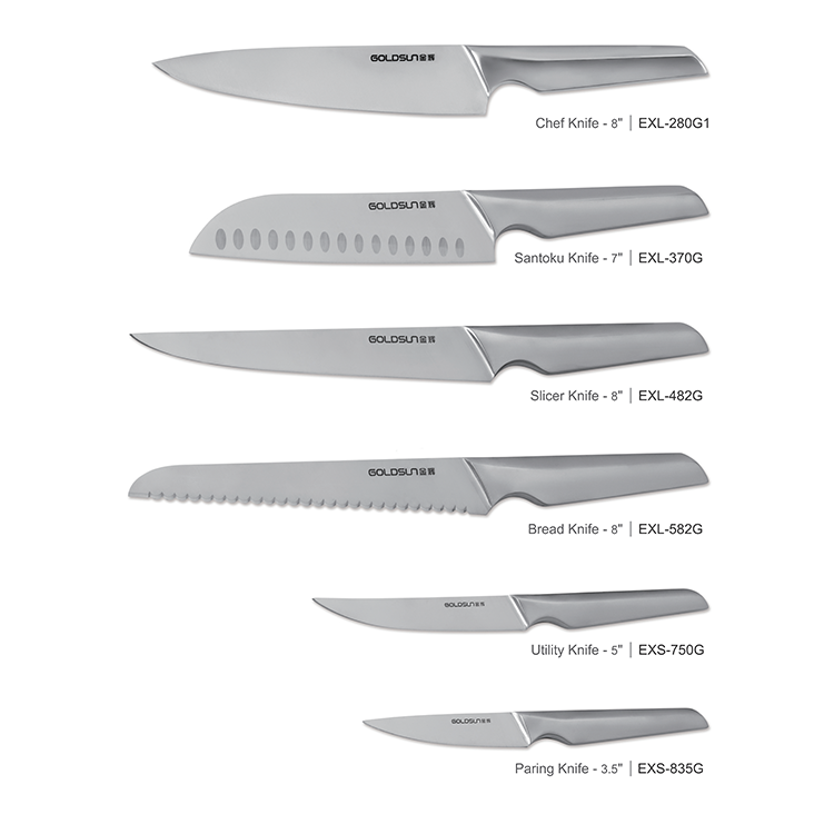 グレー中空ハンドル包丁セット